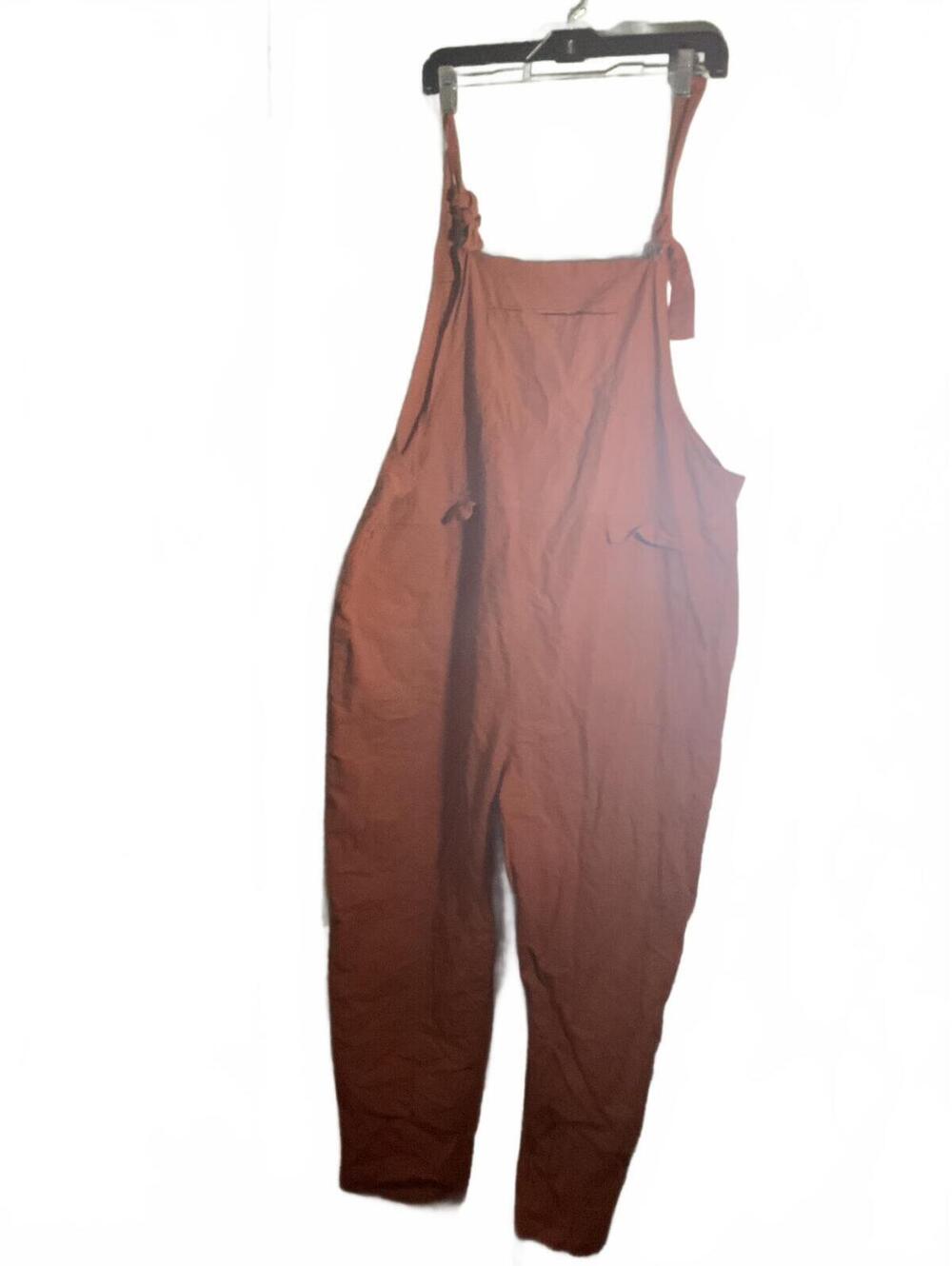 Casual Brown Overalls with Adjustable Straps OS